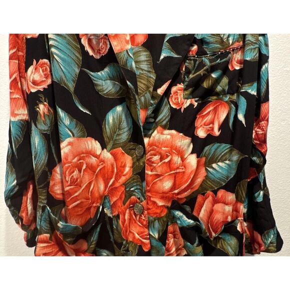 Carole Little St Tropez West Size 12 Mixed Floral Print Two Button Blazer Artsy - Picture 3 of 10